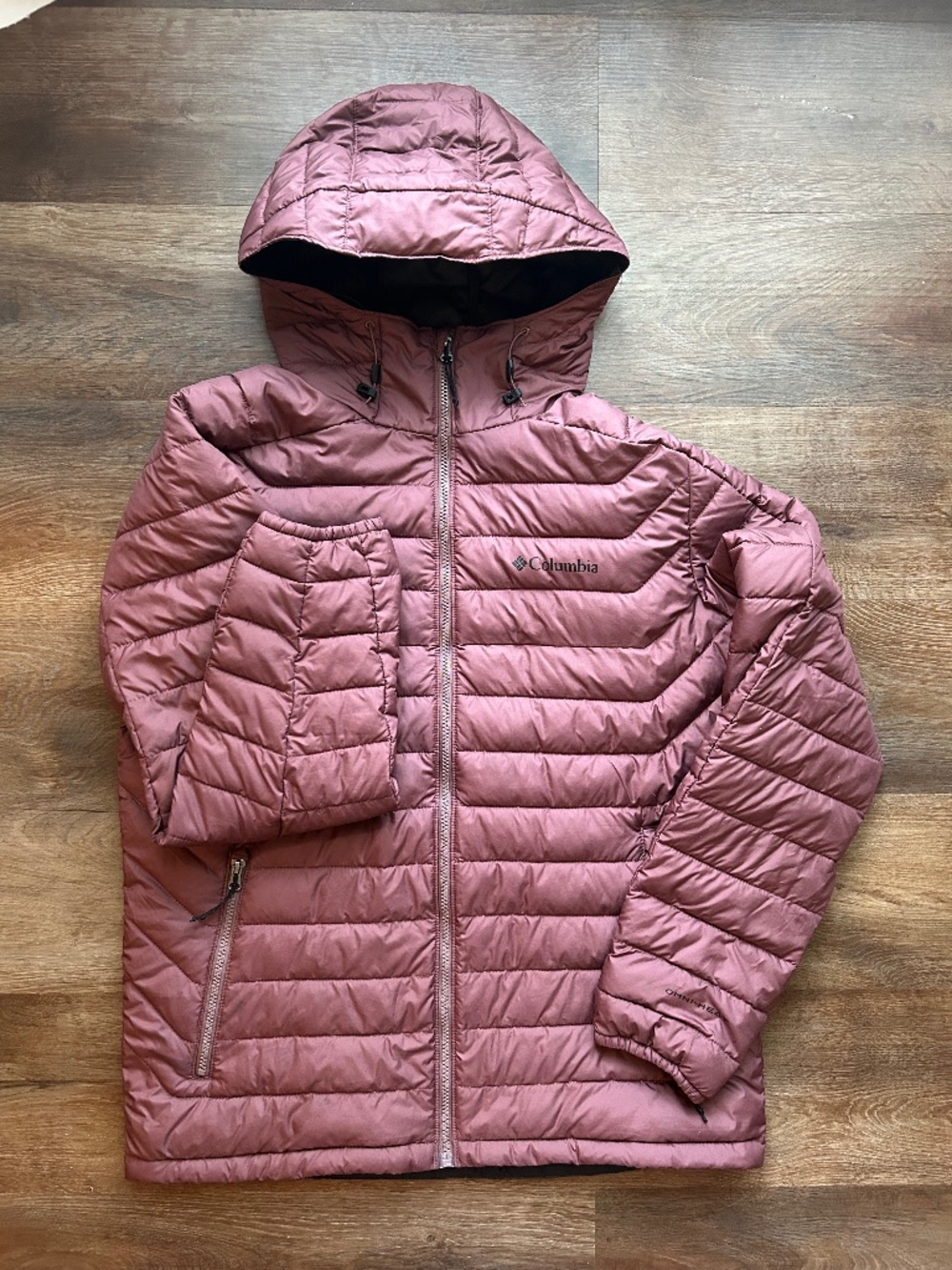 Columbia Omni-Heat Hooded Puffer Jacket Men's Medium Mauve